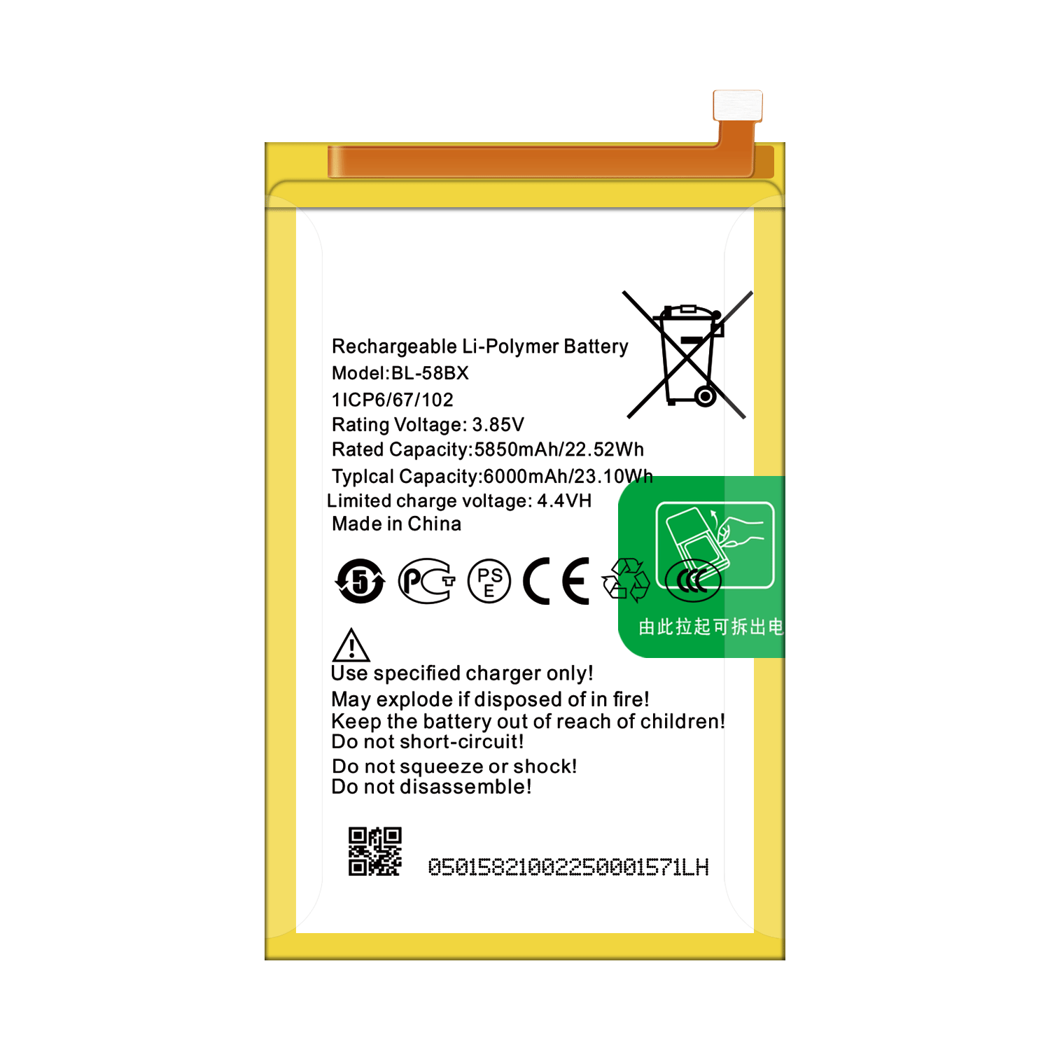 6000mAh BL-58BX X680 Battery for Infinix Hot 9 Play Mobile Device in white Finish