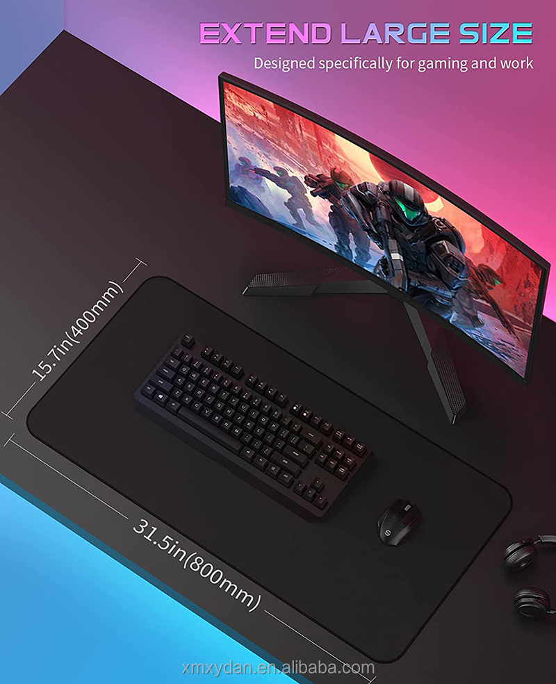 Custom Logo Print Gaming Mousepad Large XXL Extended Size with Non Slip Rubber Base
