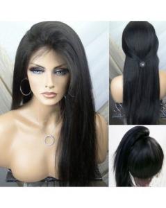 Buy cheap Straight Natural Black 100% Premium Virgin Human Hair Lace Front Wig 180% Density With Bundles product