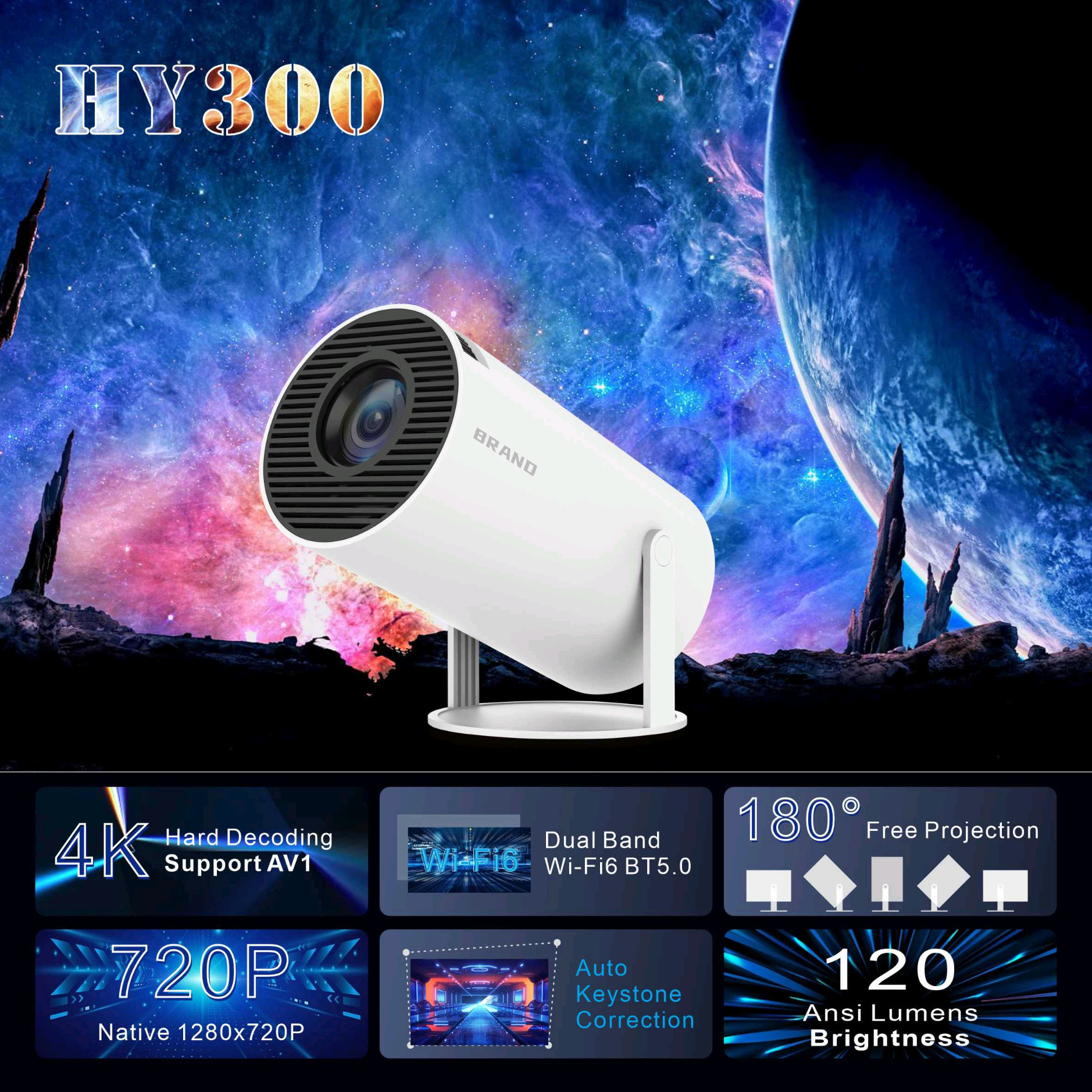 1G Buffer Memory Full HD LCD Projector with Quad-core ARM Cortex-A53 CPU