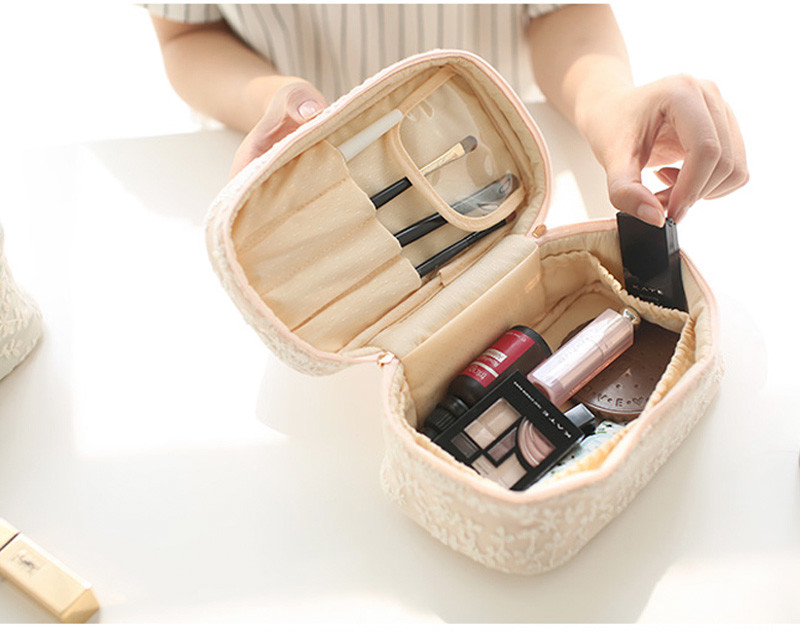 uxury Lace Cylinder Bucket Make Up Artist Case Travel Foldable