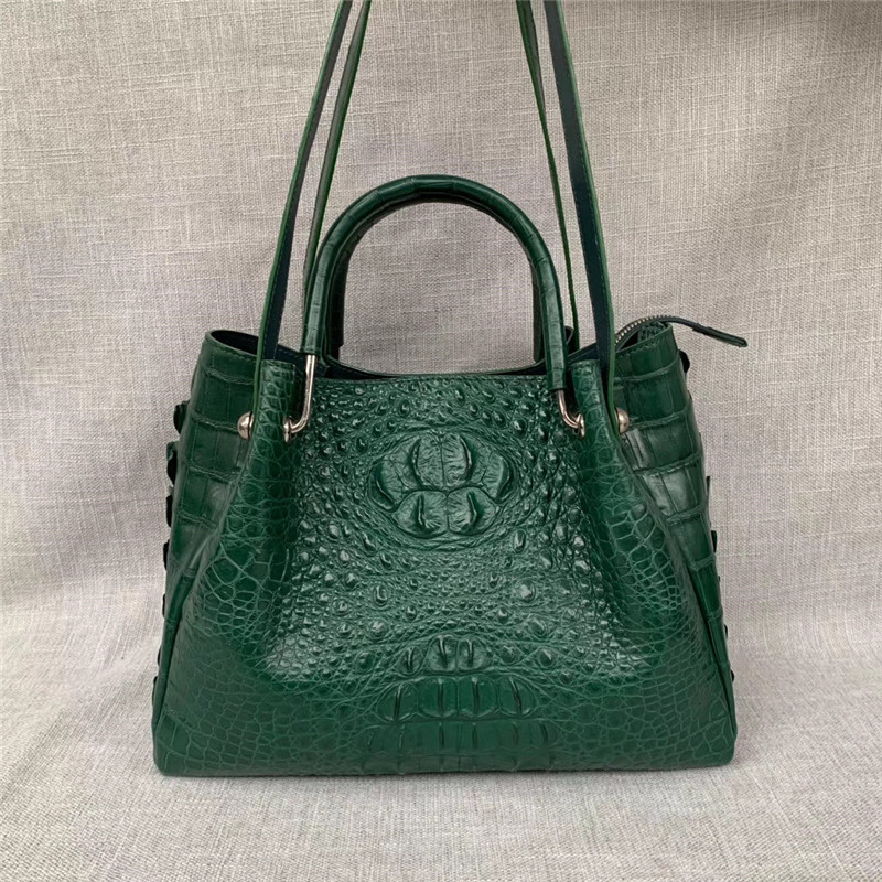Authentic Crocodile Leather Women Large Handbag Female Single Shoulder Bag Genuine Alligator Skin OL Lady Working Purse