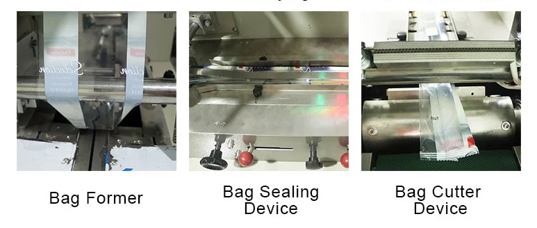 3 Servo Automatic Controlled Flow Pillow Biscuit Sugar Packing Machine Single Phase