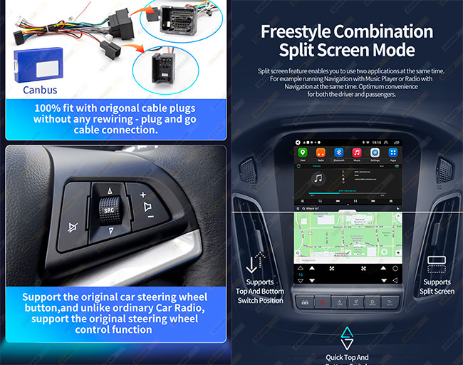 Ford Focus 2012-2018 Android Car Stereo with Apple Carplay Rimoody 9.7 Inch