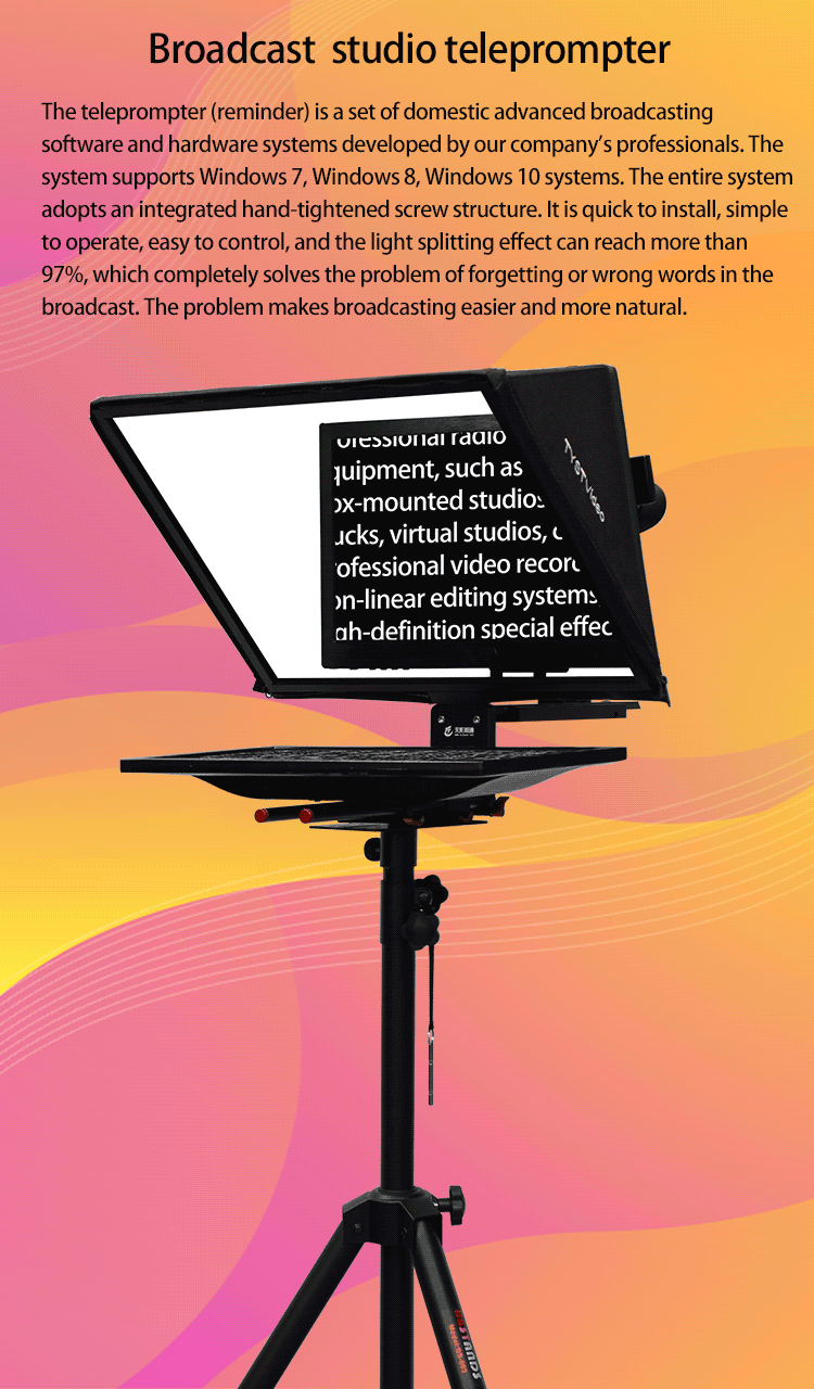 20-inch Single Screen Tempered Prompter Glass for Accurate Teleprompting and Shooting