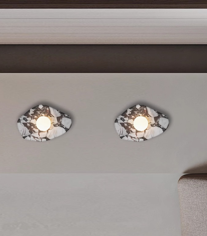 Modern simple marble creative wall lamp Italian bedroom entrance staircase study stone wall lamp