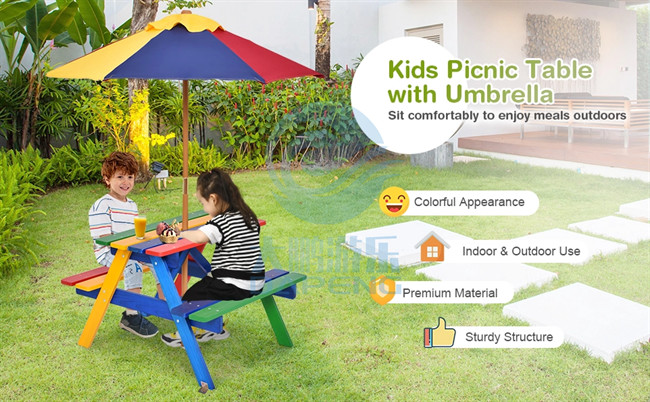 Multicolor Swimming Pool Accessories Non Toxic 4 Seat Kids Picnic Table Bench Set