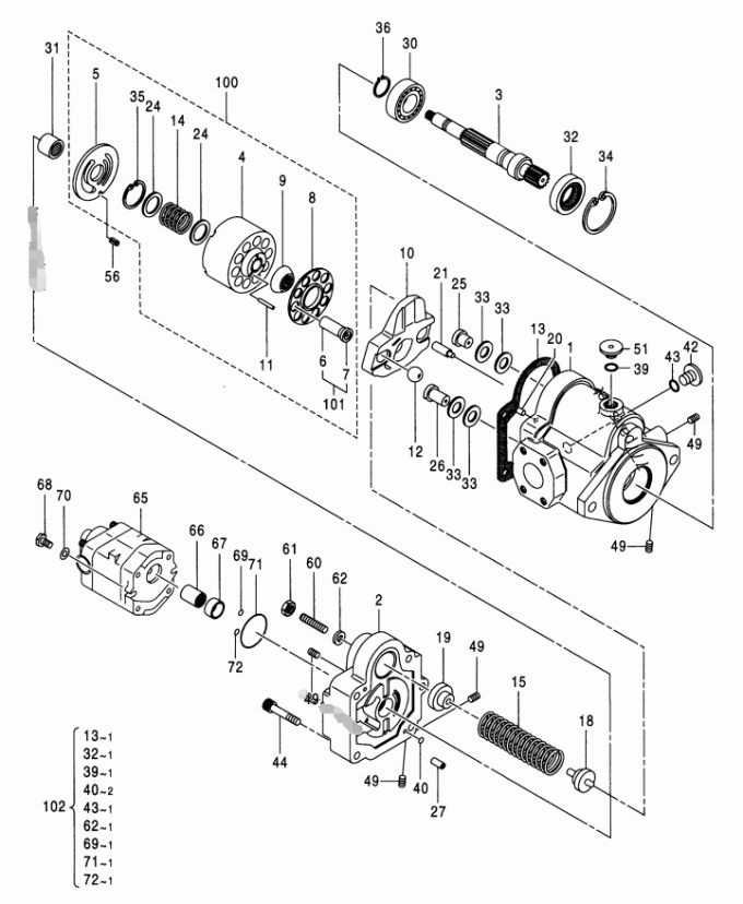 4415271 Excavator Spare Parts EX35U ​PVD-1B-32P ZX30-2 Main Parts Of Pump 1