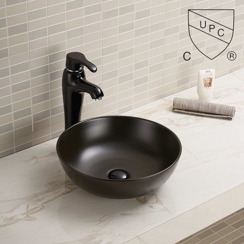 Counter Top Bathroom Sink Custom Small Black Round Console Face Basin