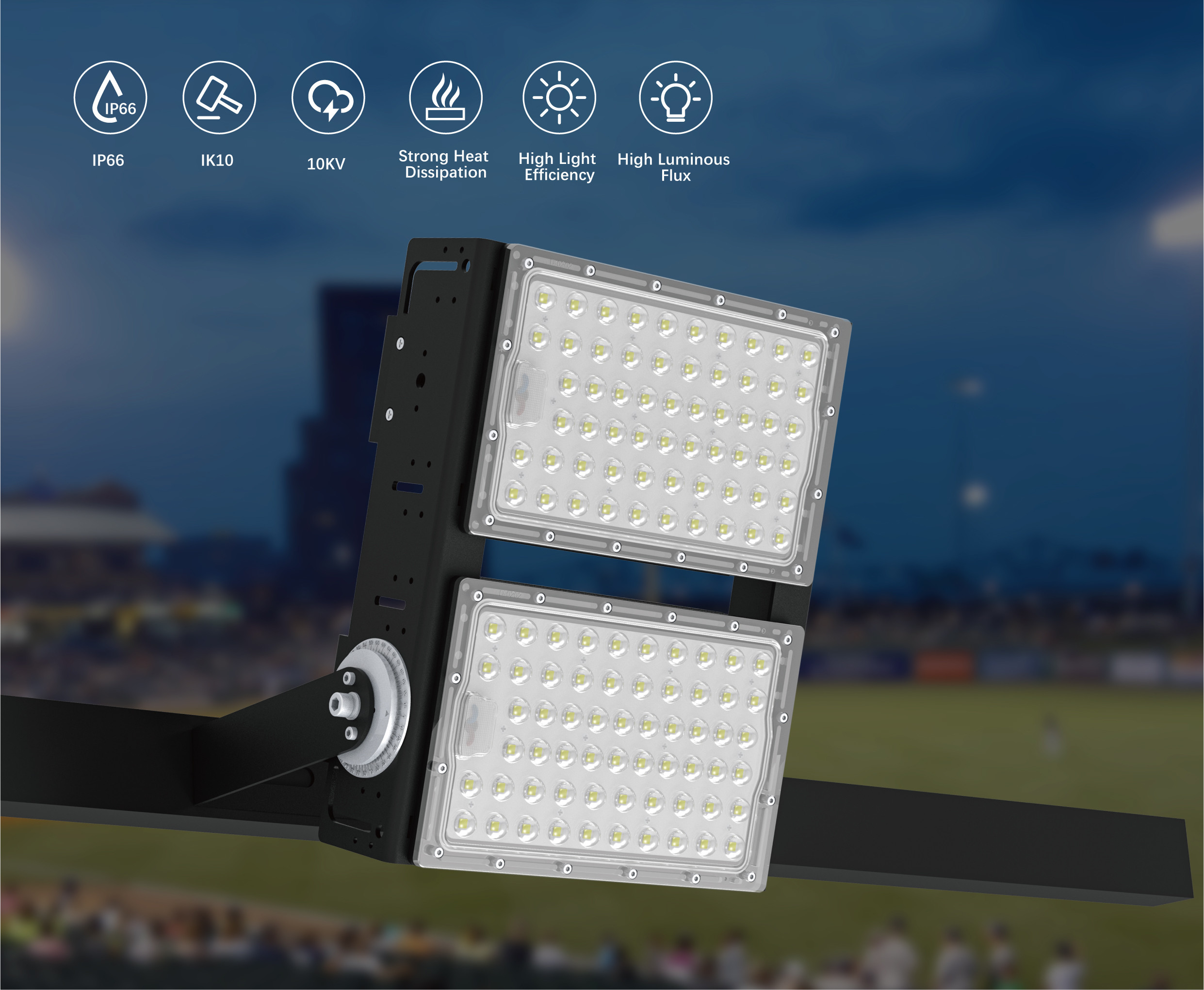 Waterproofing IP66 and IK10 Grade Stadium lighting 10KV 240W & 480W 145LM/W