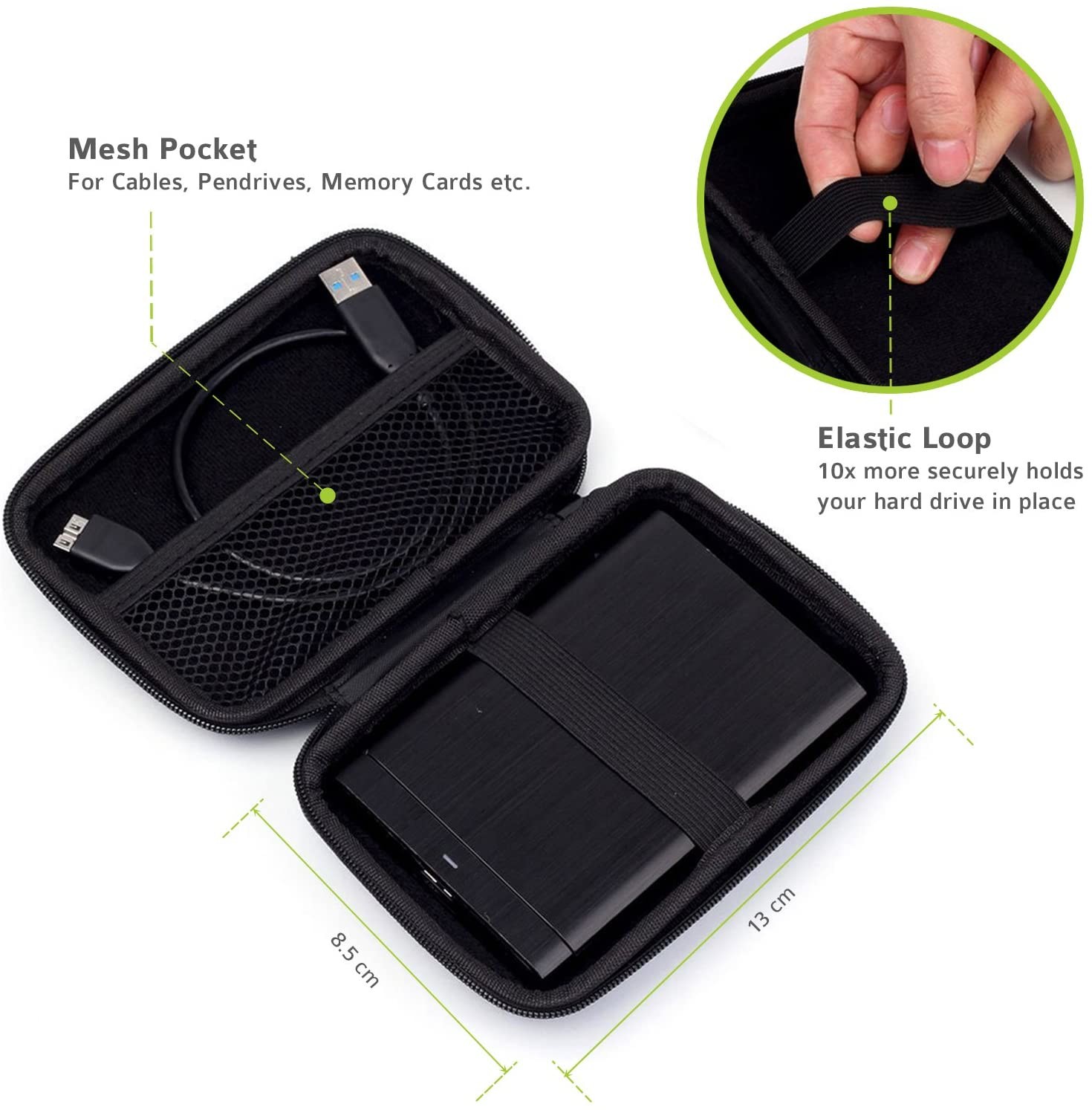 Nylon Zipper EVA Travel Case , Portable Hard Drive Case 0.3kg