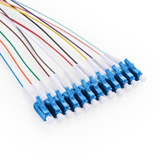 Unjacketed Color Coded Fiber Optic Pigtail LC UPC For Optical Distribution Frame