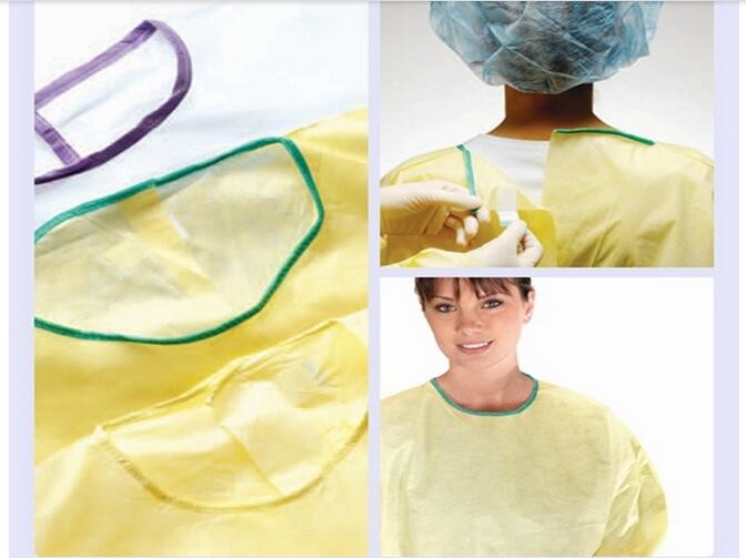 Elastic Cuff Non Woven Disposable Protective Gowns Hospital Isolation Gown Single Use