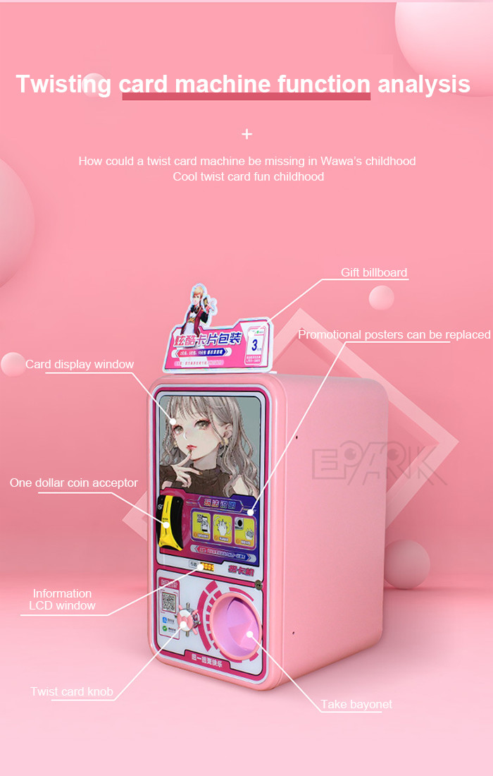 Amusement Coin Operated Mini Twisting Card Machine Vending Machine