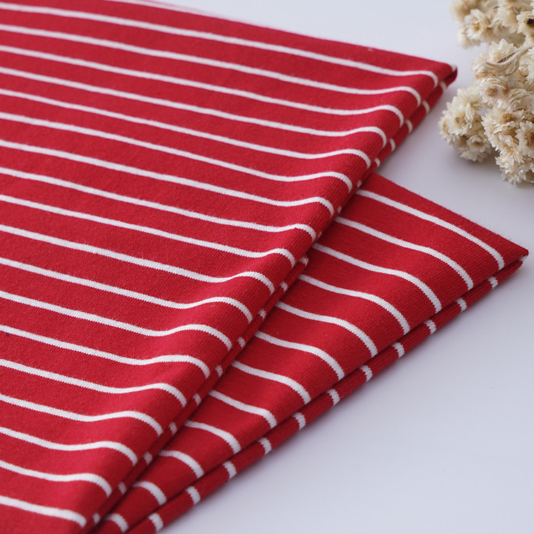 Pure Cotton Striped Knit Fabric , Combing Color Striped Fabric For Jersey