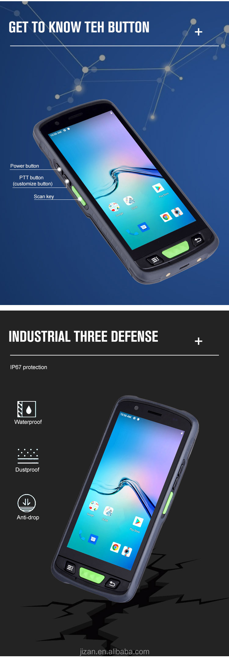 Octa Core NFC UHF Android Tablet with 1D 2D Wireless Barcode Scanner and 16MP Camera