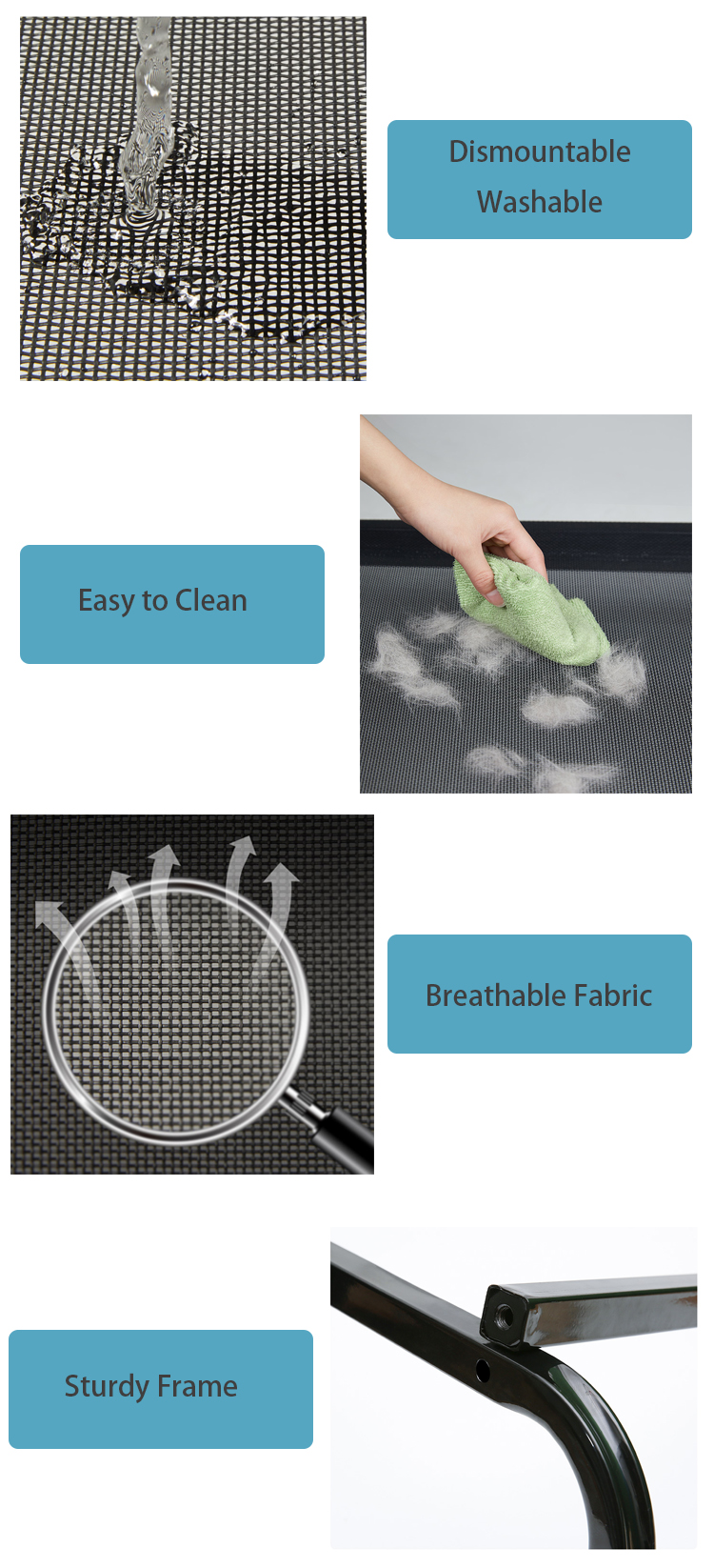 Breathable Elevated Dog Cot Bed 35in Portable Elevated Dog Bed