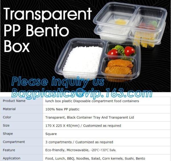 transparent pp bento box,lunch box plastic disposable compartment food