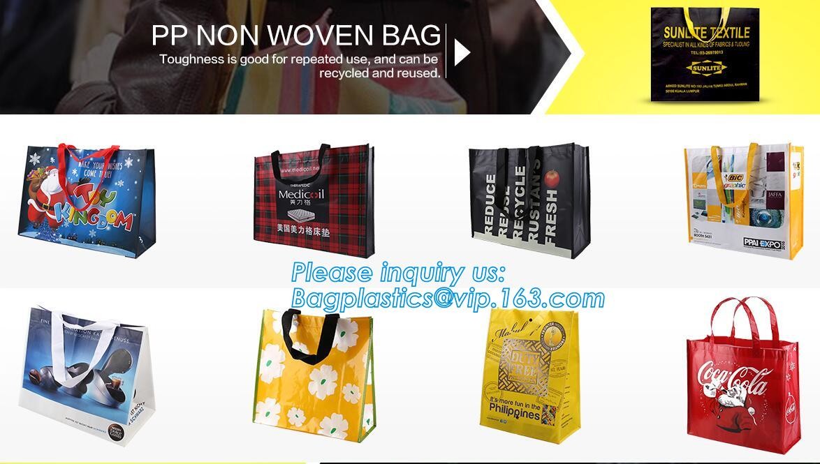 Eco friendly custom slogan laminated pp non woven bag with private logo, Home textile packaging non woven bag for bed sh