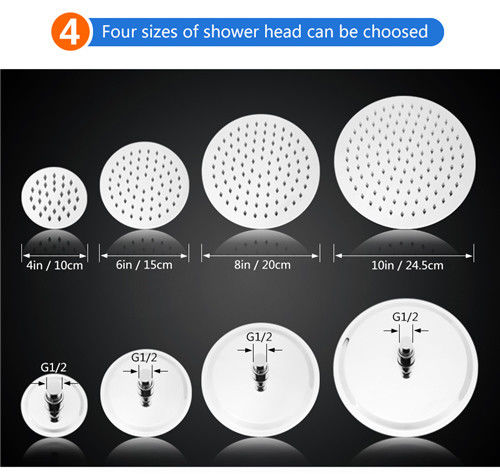 Multiple Size Overhead Rainfall Shower Head High Temperature Resistance