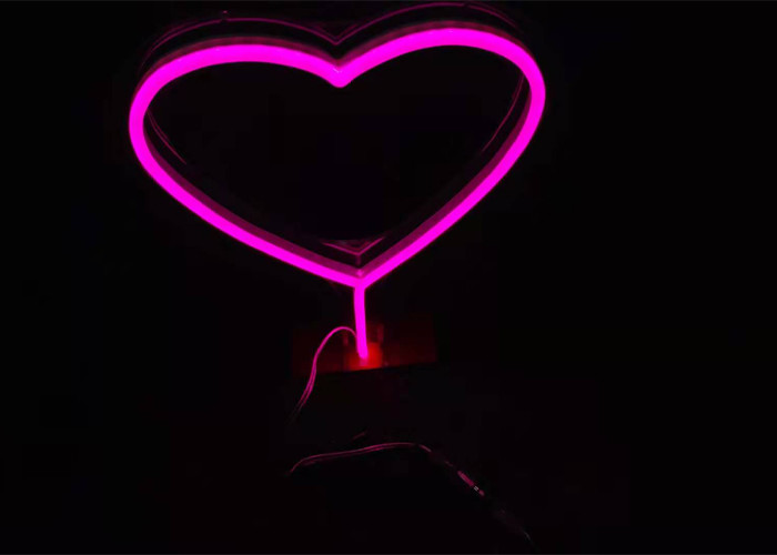 Pink Heart Hazard Free 12VDC EU Plug USB Neon Signs For Gift