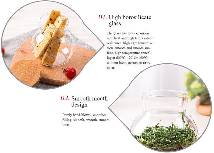 550ml Glass Food Storage Jars High Borosilicate Glass Unique Shape
