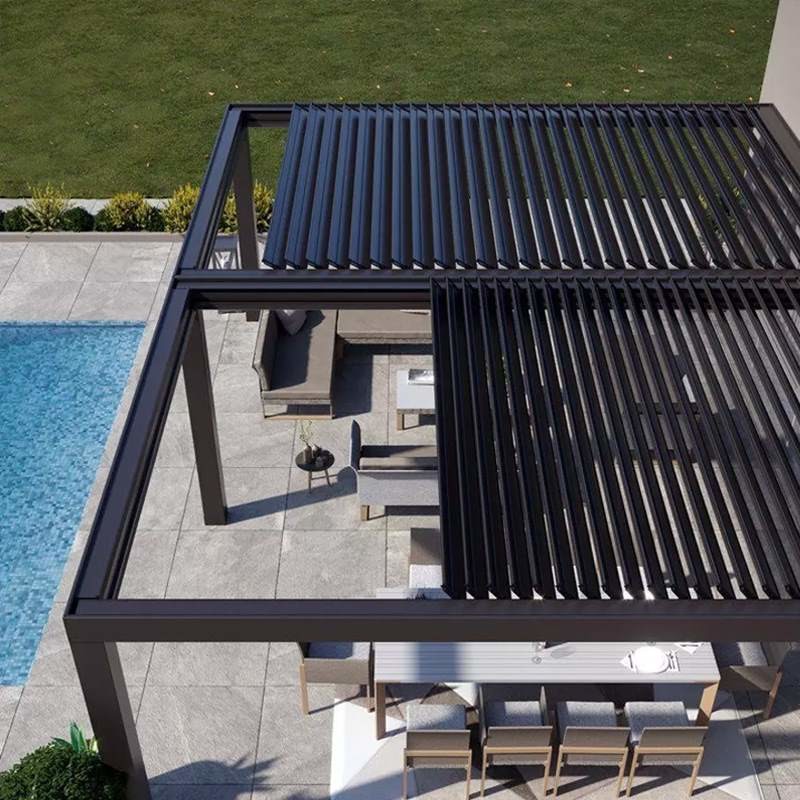 Aluminum Retractable Pergola Villa Garden Leisure Shade Outdoor Pavilion