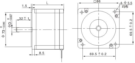 2-phase 86 Series hybrid stepper motor J86HB65-04