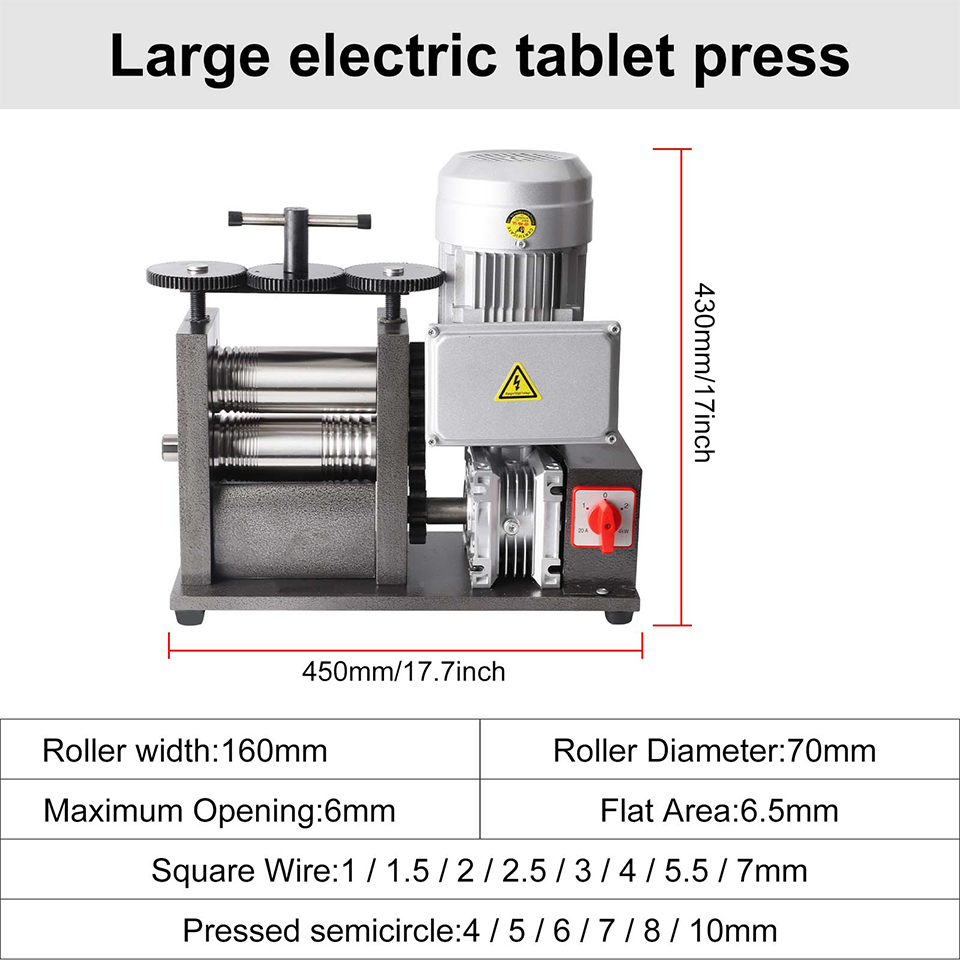 750W Mini Electric Rolling Mill Machine Easy Using Knob Control
