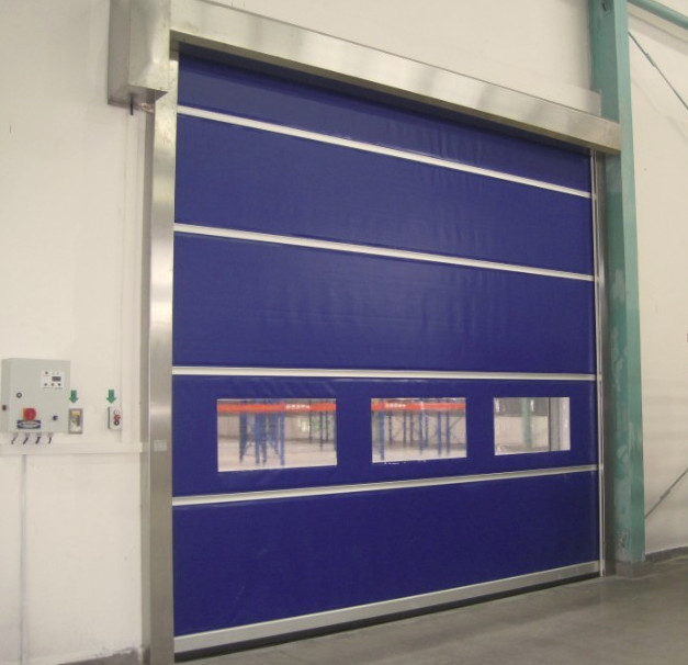 Durable High Speed Industrial External Doors With Full transparent 1.5mm PVC Window