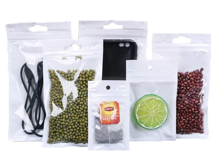 Custom Design Pearl Film Bag Different Size Zipper Plastic Sachet With Own Logo for electronic product packaging