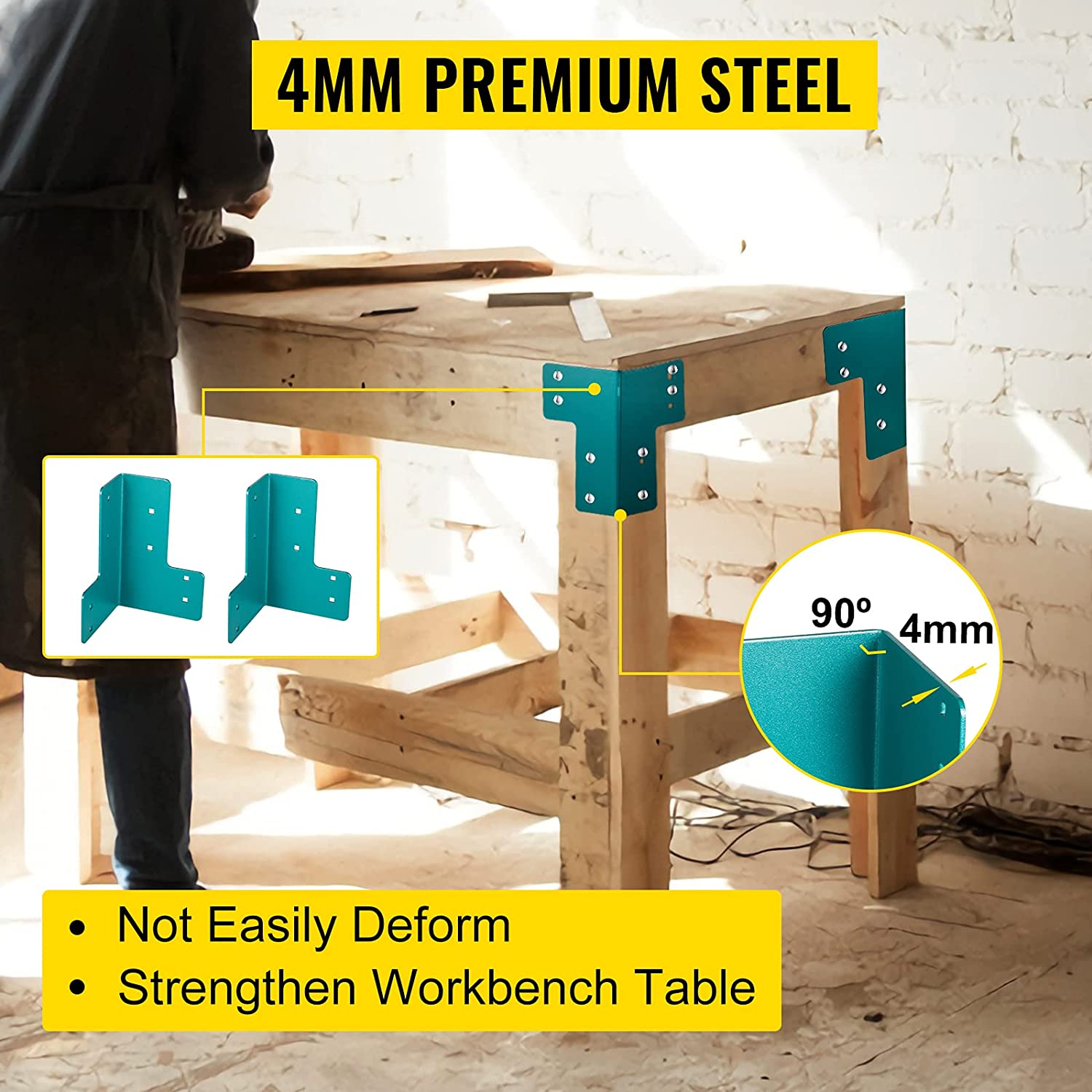 Plating Wood Frame Bracket for Heavy-Duty Deck Edge Work Bench Support Standalone