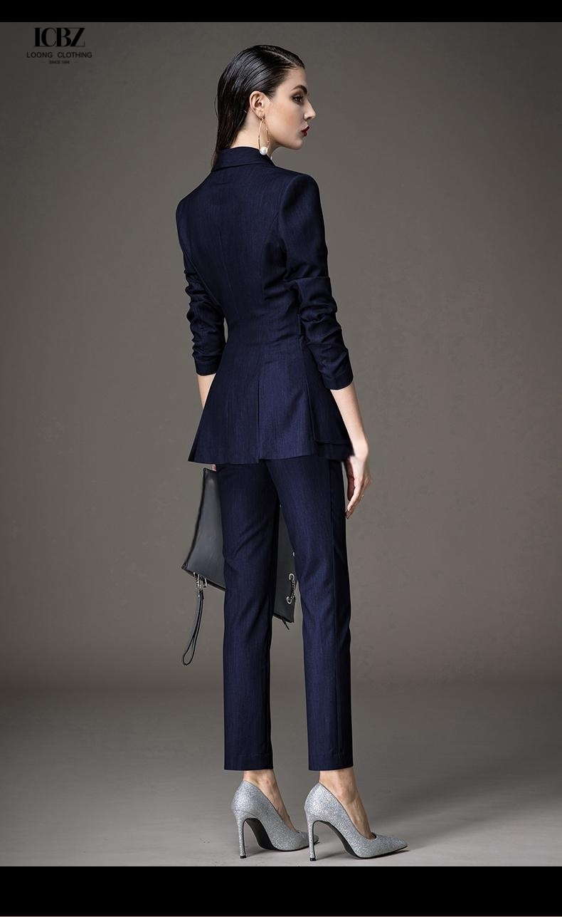 Classic Womens Suits Set for Women Lady Business Suits NO Hooded Button Decoration