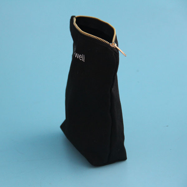 White / Black Cosmetic Zipper Pouch , 23 X 15cm Canvas Bag With Zipper