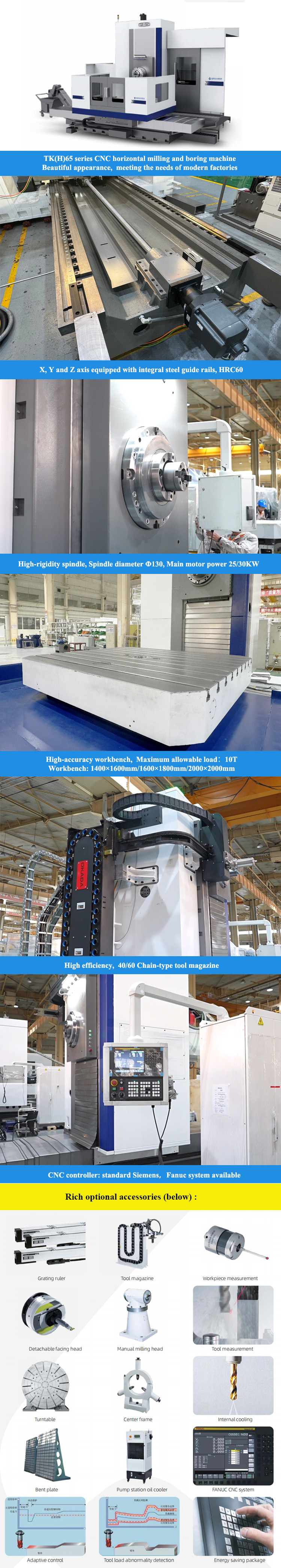 SMTCL Horizontal Milling Boring Machine SIEMENS TK6513 CNC 5 Axis Machining Center Heavy Duty Milling Machine