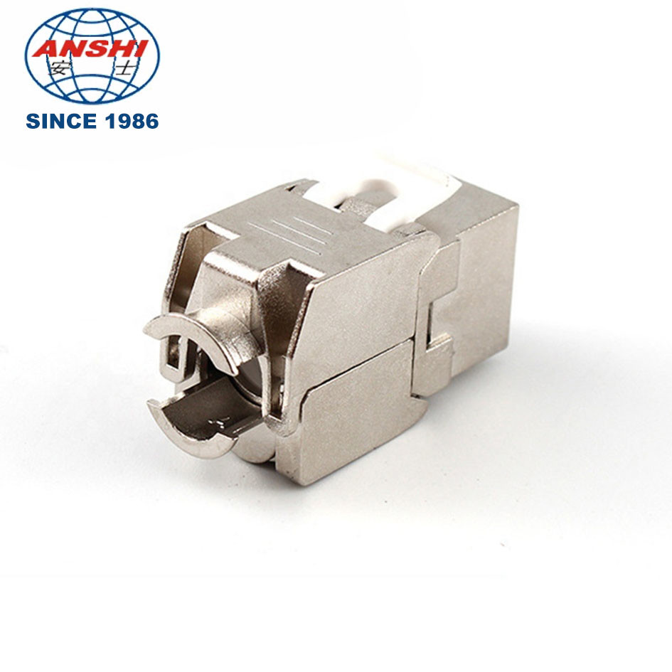 Zinc Alloy RJ45 CAT6 Shielded Keystone Jack 180 Degree Toolless STP