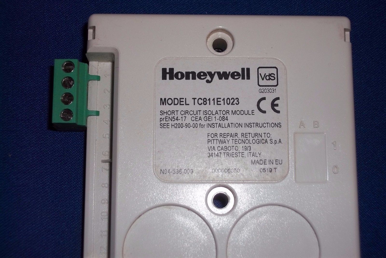 HONEYWELL TC811E1023 Short Circuit Isolator Module 15 To 30VDC 200uA At 24VDC 15 MA