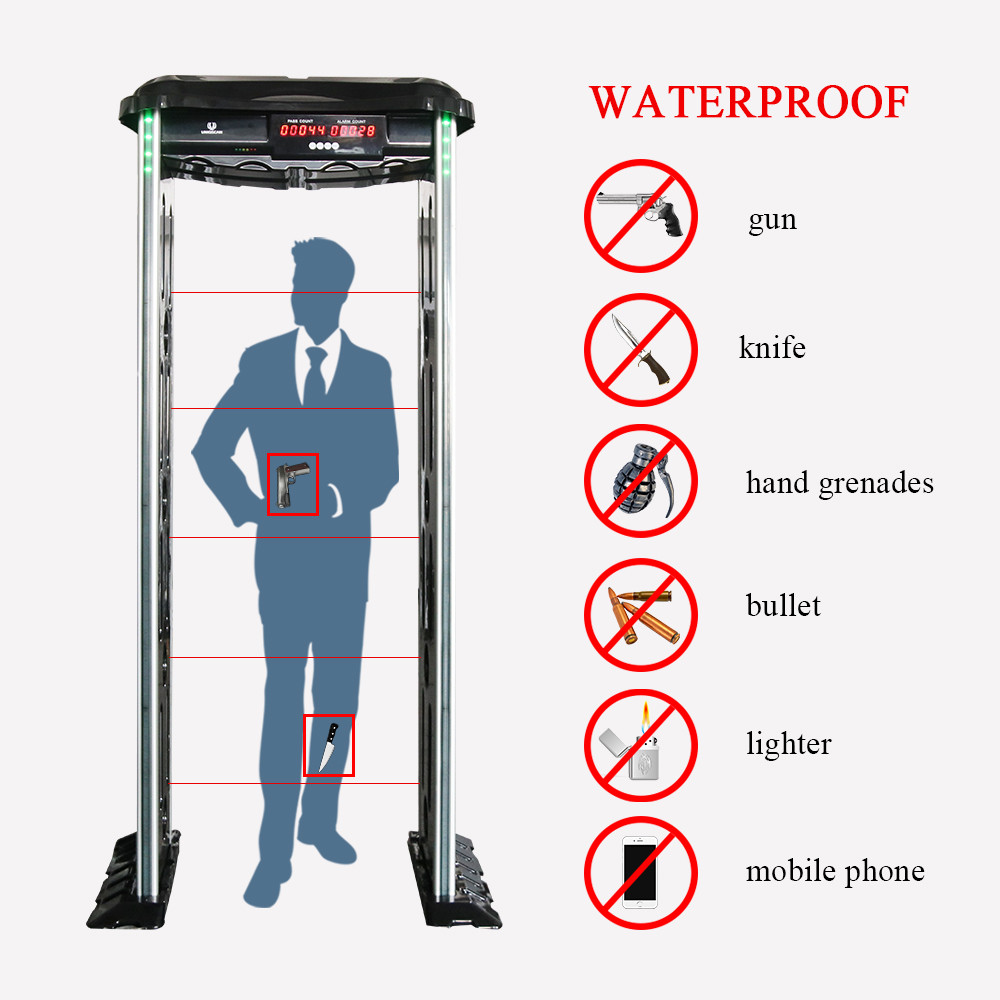 Waterproof IP65 8KHZ ABS Material Walk Through Metal Detector For Outdoor Use