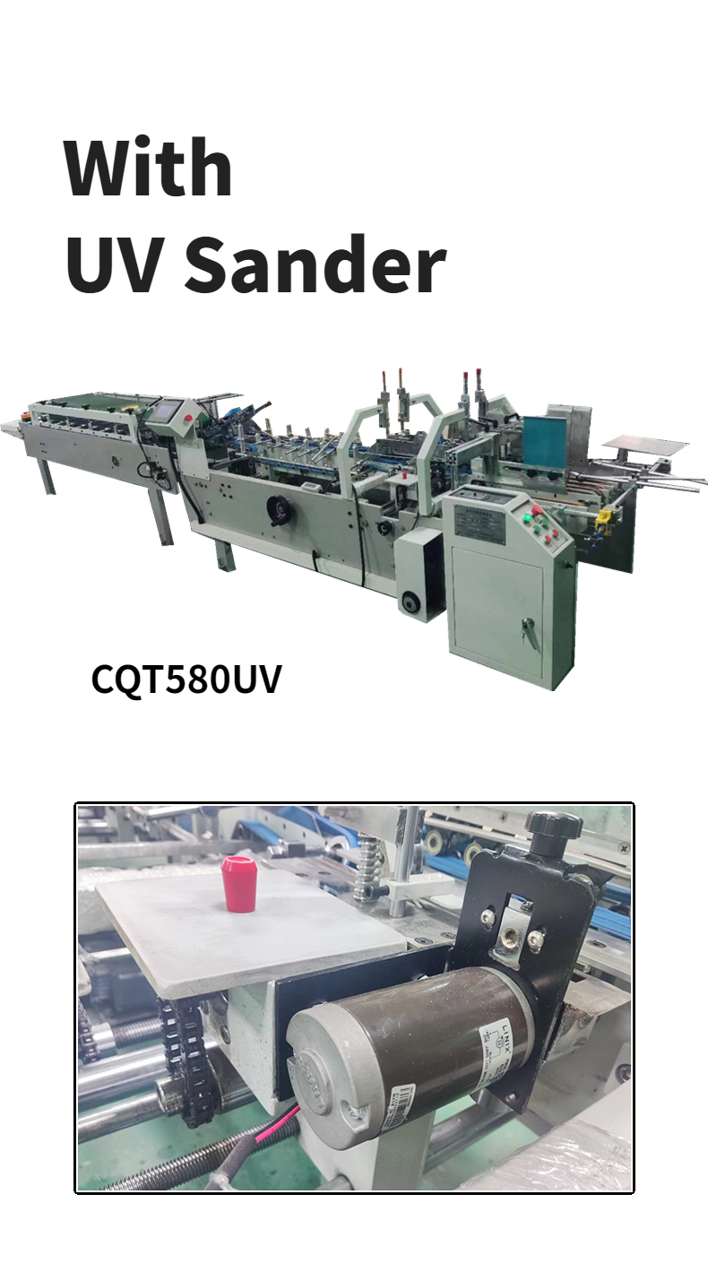 Automatic Continuous Feeding Paper CQT580-UV Folder Gluer Machine for Paper Box Folding