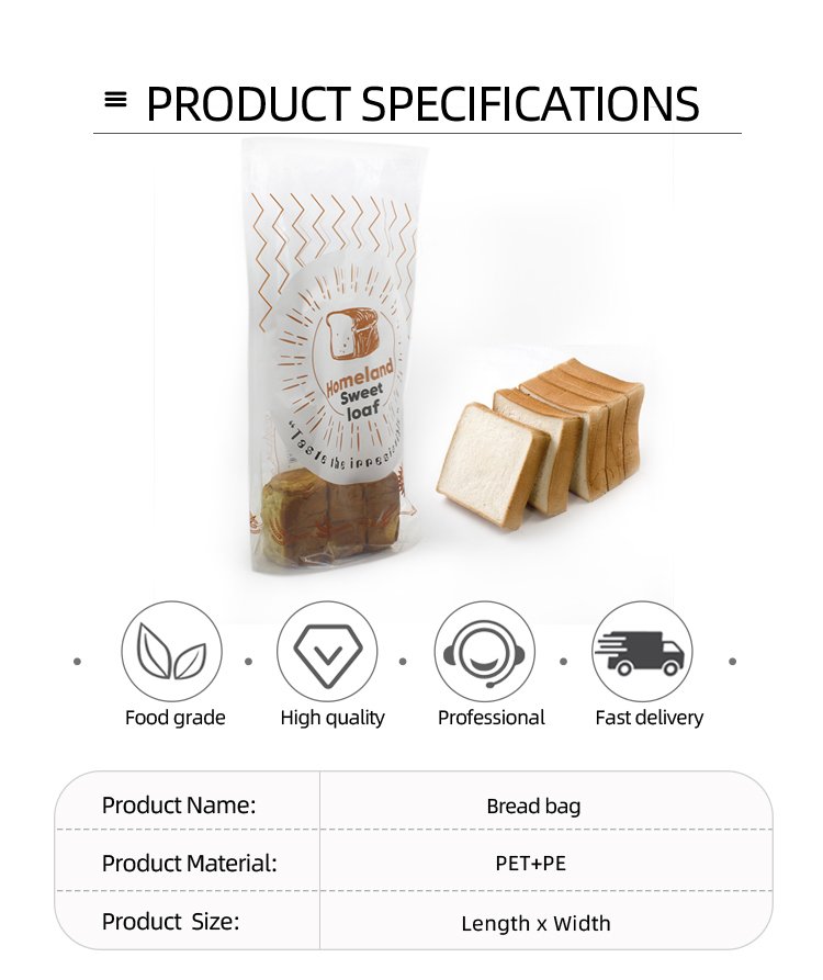 Food grade Plastic Bakery Bread Packaging lldpe Food Packaging Bread bags