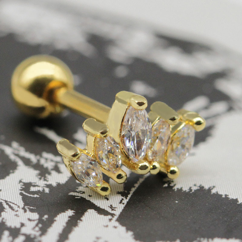 1.2mm 16G Gold Cartilage Stud 316 Stainless Steel Industrial Ear Piercing
