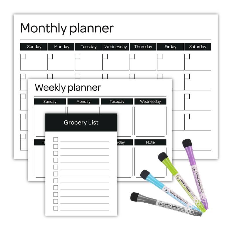 Magnetic Dry Erase Reusable Daily Weekly Monthly Planner Set 17x11'' A3 A4 Custom