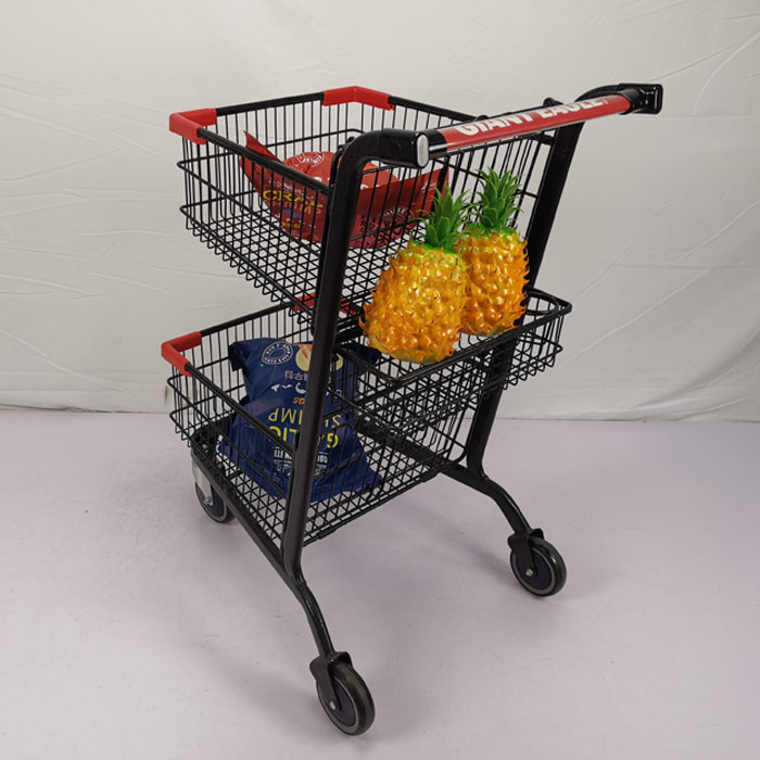 Three Basket 80L Shopping Basket Trolley Carbon Steel Q195 Metal Shopping Cart