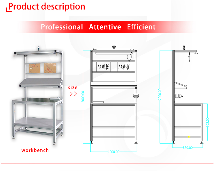 DY3 light industry Assembly line aluminium profile electrical work table bench for workshop