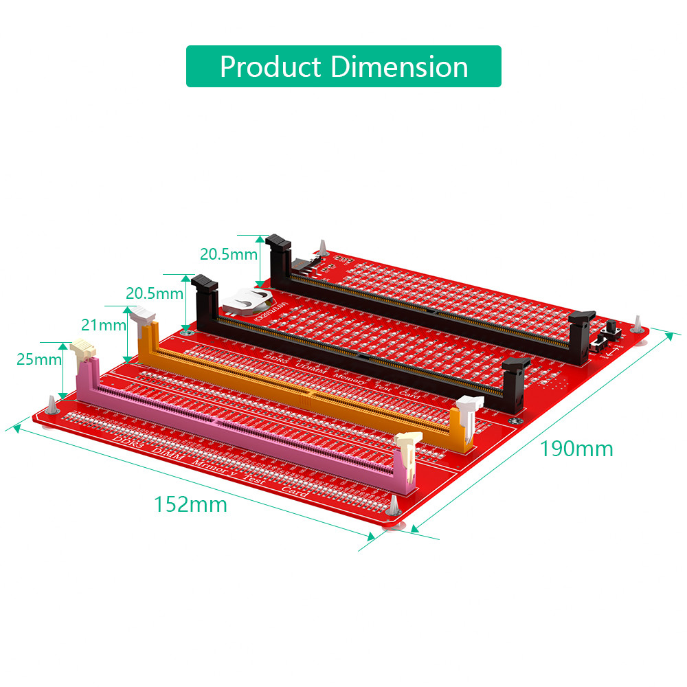 3 In 1 Combo DDR3 / 4 / 5 RDIMM / UDIMM Memory Tester Desktop Computer DDR3 / 4 / 5 Memory Test Card With LED Indicators