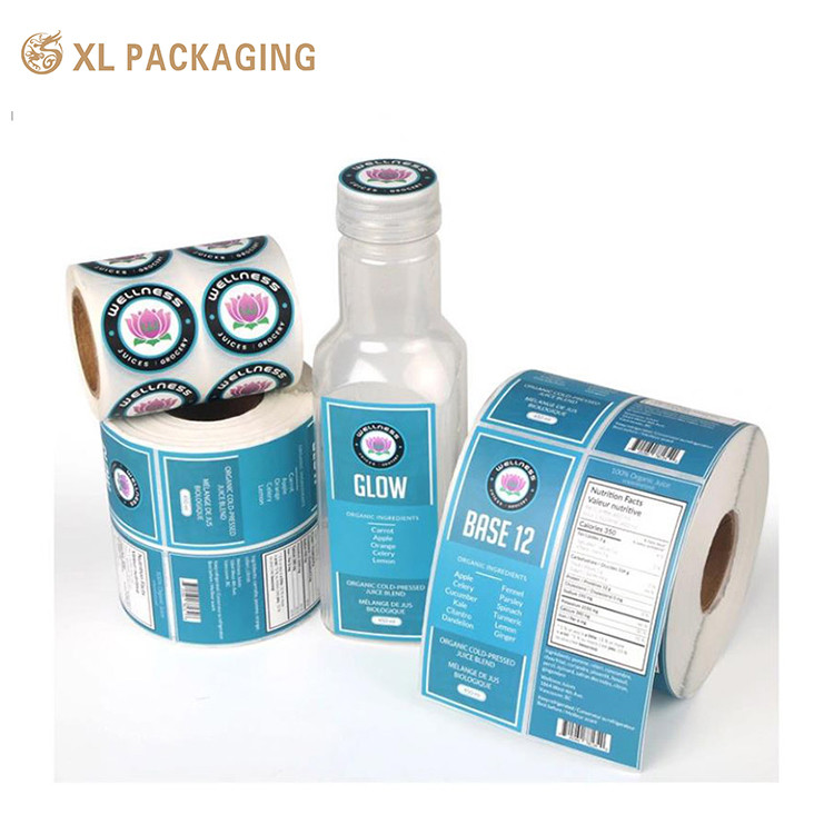 Customized Designs Rectangle Waterproof Double Sided Printing Label Stickers for Water Bottle Package Packaging Labels