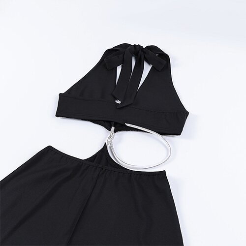 OEM maufactory sexy skirt spring new polyester sleeveless deep V beauty back waist hollow bag dress