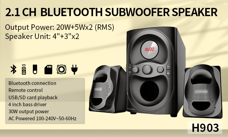 Sleek Portable 3 Inch 2.1 Multimedia Speaker For Home No Distortion