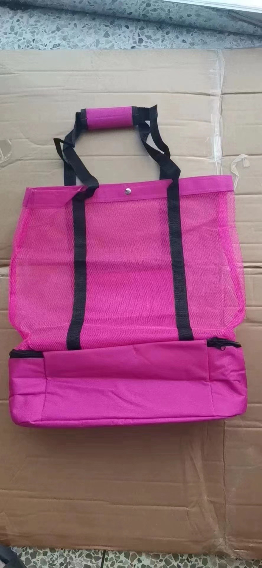 2 IN 1 Mesh Beach Tote Bag With Cooler Compartment Beach Cooler Insulated Tote