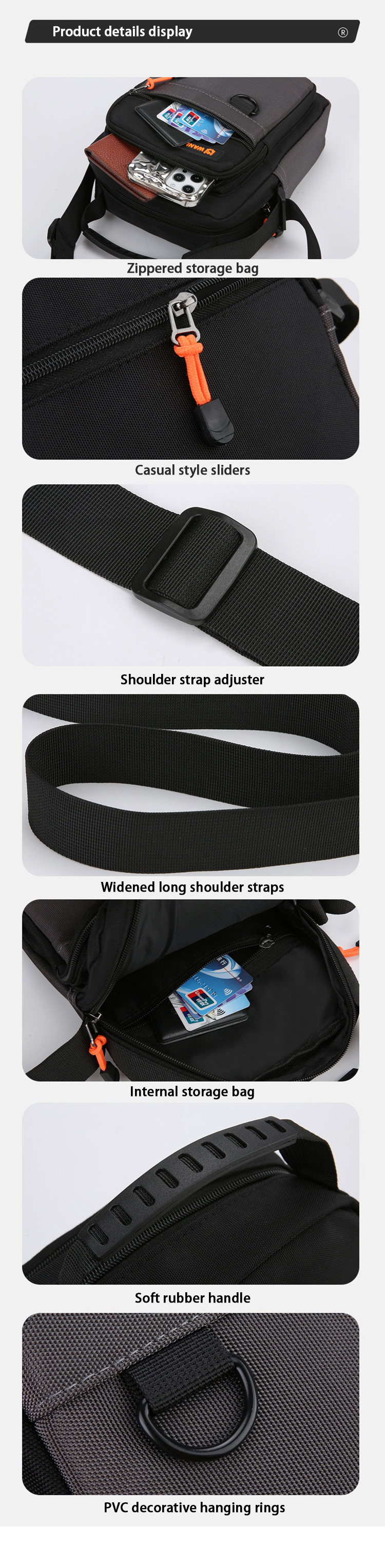 Custom Color Logo Cycling Messenger Bag Men's Shoulder Sling Bag